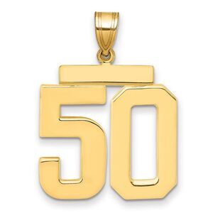 14k Yellow Gold, Athletic Collection, Large Polished Number 50 Pendant